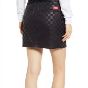 Women Dickies Black Worker Straight Shiny Glossed Checked Mini Skirt Junior 3